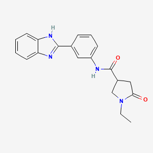 molecular formula C20H20N4O2 B7018840 N-[3-(1H-benzimidazol-2-yl)phenyl]-1-ethyl-5-oxopyrrolidine-3-carboxamide 