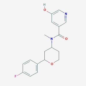 molecular formula C18H19FN2O3 B7018881 N-[2-(4-fluorophenyl)oxan-4-yl]-5-hydroxy-N-methylpyridine-3-carboxamide 