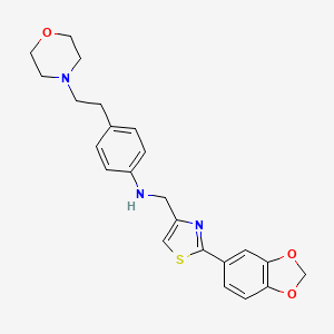molecular formula C23H25N3O3S B7018913 N-[[2-(1,3-benzodioxol-5-yl)-1,3-thiazol-4-yl]methyl]-4-(2-morpholin-4-ylethyl)aniline 