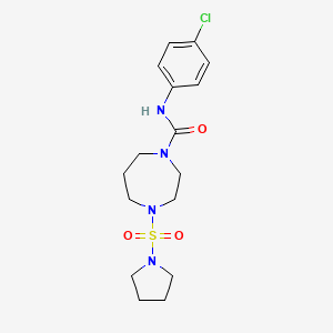 molecular formula C16H23ClN4O3S B7018917 N-(4-chlorophenyl)-4-pyrrolidin-1-ylsulfonyl-1,4-diazepane-1-carboxamide 