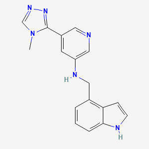 molecular formula C17H16N6 B7018989 N-(1H-indol-4-ylmethyl)-5-(4-methyl-1,2,4-triazol-3-yl)pyridin-3-amine 