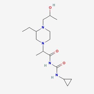 molecular formula C16H30N4O3 B7019004 N-(cyclopropylcarbamoyl)-2-[3-ethyl-4-(2-hydroxypropyl)piperazin-1-yl]propanamide 
