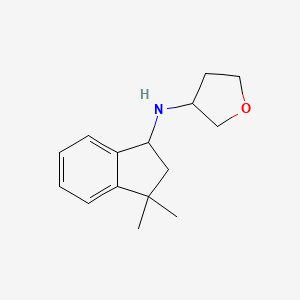 molecular formula C15H21NO B7019019 N-(3,3-dimethyl-1,2-dihydroinden-1-yl)oxolan-3-amine 