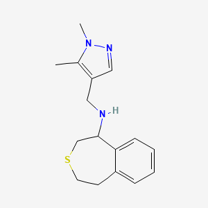 molecular formula C16H21N3S B7019046 N-[(1,5-dimethylpyrazol-4-yl)methyl]-1,2,4,5-tetrahydro-3-benzothiepin-5-amine 