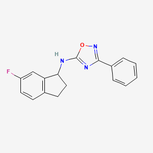 molecular formula C17H14FN3O B7019055 N-(6-fluoro-2,3-dihydro-1H-inden-1-yl)-3-phenyl-1,2,4-oxadiazol-5-amine 