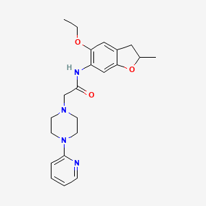 molecular formula C22H28N4O3 B7019065 N-(5-ethoxy-2-methyl-2,3-dihydro-1-benzofuran-6-yl)-2-(4-pyridin-2-ylpiperazin-1-yl)acetamide 