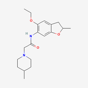 molecular formula C19H28N2O3 B7019099 N-(5-ethoxy-2-methyl-2,3-dihydro-1-benzofuran-6-yl)-2-(4-methylpiperidin-1-yl)acetamide 