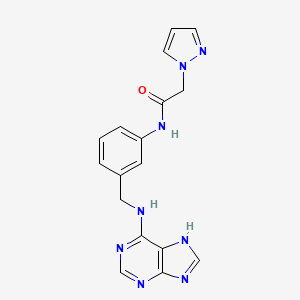 molecular formula C17H16N8O B7019104 N-[3-[(7H-purin-6-ylamino)methyl]phenyl]-2-pyrazol-1-ylacetamide 