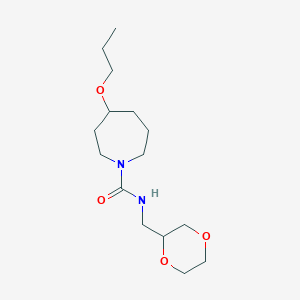 molecular formula C15H28N2O4 B7019138 N-(1,4-dioxan-2-ylmethyl)-4-propoxyazepane-1-carboxamide 
