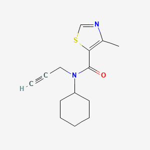 molecular formula C14H18N2OS B7019196 N-cyclohexyl-4-methyl-N-prop-2-ynyl-1,3-thiazole-5-carboxamide 
