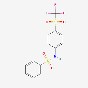 molecular formula C13H10F3NO4S2 B7019230 N-[4-(trifluoromethylsulfonyl)phenyl]benzenesulfonamide 