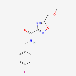 molecular formula C12H12FN3O3 B7019235 N-[(4-fluorophenyl)methyl]-5-(methoxymethyl)-1,2,4-oxadiazole-3-carboxamide 
