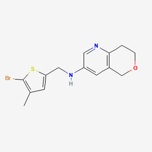 molecular formula C14H15BrN2OS B7019270 N-[(5-bromo-4-methylthiophen-2-yl)methyl]-7,8-dihydro-5H-pyrano[4,3-b]pyridin-3-amine 