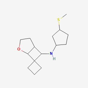 molecular formula C15H25NOS B7019291 N-(3-methylsulfanylcyclopentyl)spiro[2-oxabicyclo[3.2.0]heptane-7,1'-cyclobutane]-6-amine 