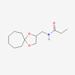 molecular formula C13H23NO3 B7019309 N-(1,4-dioxaspiro[4.6]undecan-3-ylmethyl)propanamide 