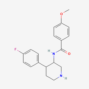molecular formula C19H21FN2O2 B7019396 N-[4-(4-fluorophenyl)piperidin-3-yl]-4-methoxybenzamide 