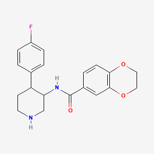 molecular formula C20H21FN2O3 B7019405 N-[4-(4-fluorophenyl)piperidin-3-yl]-2,3-dihydro-1,4-benzodioxine-6-carboxamide 