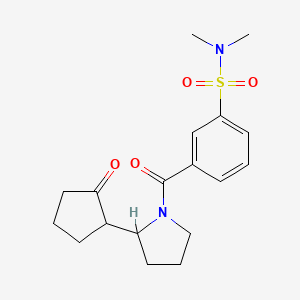 molecular formula C18H24N2O4S B7019441 N,N-dimethyl-3-[2-(2-oxocyclopentyl)pyrrolidine-1-carbonyl]benzenesulfonamide 