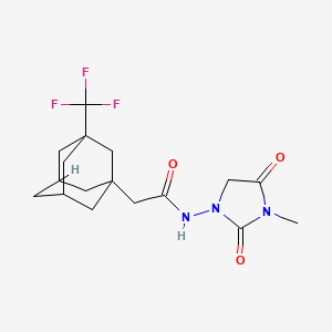 molecular formula C17H22F3N3O3 B7019517 N-(3-methyl-2,4-dioxoimidazolidin-1-yl)-2-[3-(trifluoromethyl)-1-adamantyl]acetamide 