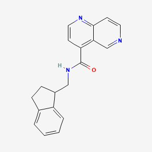 molecular formula C19H17N3O B7019572 N-(2,3-dihydro-1H-inden-1-ylmethyl)-1,6-naphthyridine-4-carboxamide 