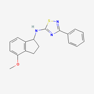 molecular formula C18H17N3OS B7019658 N-(4-methoxy-2,3-dihydro-1H-inden-1-yl)-3-phenyl-1,2,4-thiadiazol-5-amine 