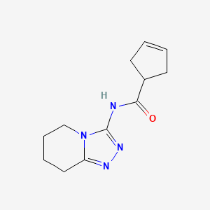 molecular formula C12H16N4O B7019747 N-(5,6,7,8-tetrahydro-[1,2,4]triazolo[4,3-a]pyridin-3-yl)cyclopent-3-ene-1-carboxamide 