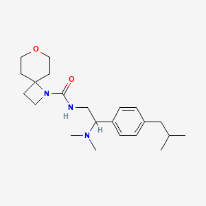 molecular formula C22H35N3O2 B7019853 N-[2-(dimethylamino)-2-[4-(2-methylpropyl)phenyl]ethyl]-7-oxa-1-azaspiro[3.5]nonane-1-carboxamide 