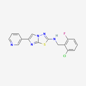 molecular formula C16H11ClFN5S B7019954 N-[(2-chloro-6-fluorophenyl)methyl]-6-pyridin-3-ylimidazo[2,1-b][1,3,4]thiadiazol-2-amine 