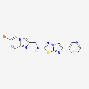 molecular formula C17H12BrN7S B7019959 N-[(6-bromoimidazo[1,2-a]pyridin-2-yl)methyl]-6-pyridin-3-ylimidazo[2,1-b][1,3,4]thiadiazol-2-amine 