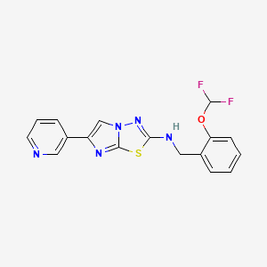 molecular formula C17H13F2N5OS B7019963 N-[[2-(difluoromethoxy)phenyl]methyl]-6-pyridin-3-ylimidazo[2,1-b][1,3,4]thiadiazol-2-amine 