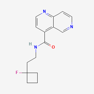 molecular formula C15H16FN3O B7019997 N-[2-(1-fluorocyclobutyl)ethyl]-1,6-naphthyridine-4-carboxamide 
