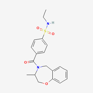 molecular formula C19H22N2O4S B7020010 N-ethyl-4-(3-methyl-3,5-dihydro-2H-1,4-benzoxazepine-4-carbonyl)benzenesulfonamide 