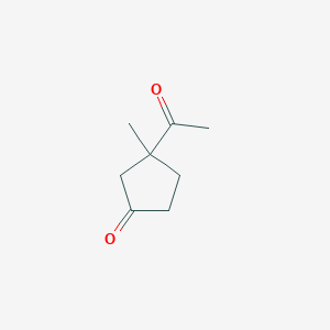 molecular formula C8H12O2 B070203 3-Acetyl-3-methylcyclopentan-1-one CAS No. 173547-34-7