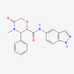 molecular formula C19H18N4O3 B7020387 N-(1H-indazol-5-yl)-4-methyl-5-oxo-3-phenylmorpholine-2-carboxamide 