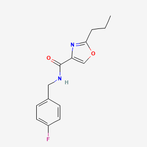 molecular formula C14H15FN2O2 B7020397 N-[(4-fluorophenyl)methyl]-2-propyl-1,3-oxazole-4-carboxamide 