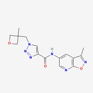 molecular formula C15H16N6O3 B7020442 N-(3-methyl-[1,2]oxazolo[5,4-b]pyridin-5-yl)-1-[(3-methyloxetan-3-yl)methyl]triazole-4-carboxamide 