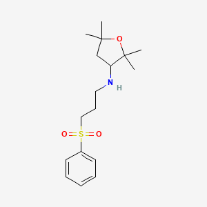 molecular formula C17H27NO3S B7020474 N-[3-(benzenesulfonyl)propyl]-2,2,5,5-tetramethyloxolan-3-amine 