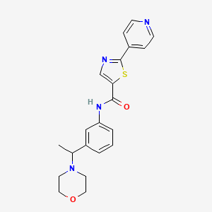 molecular formula C21H22N4O2S B7020489 N-[3-(1-morpholin-4-ylethyl)phenyl]-2-pyridin-4-yl-1,3-thiazole-5-carboxamide 