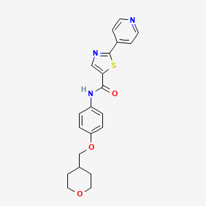 molecular formula C21H21N3O3S B7020494 N-[4-(oxan-4-ylmethoxy)phenyl]-2-pyridin-4-yl-1,3-thiazole-5-carboxamide 
