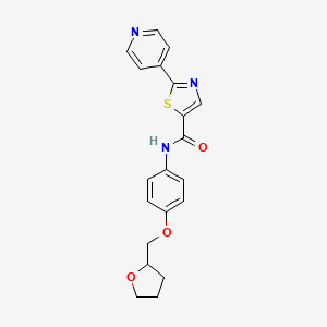 molecular formula C20H19N3O3S B7020501 N-[4-(oxolan-2-ylmethoxy)phenyl]-2-pyridin-4-yl-1,3-thiazole-5-carboxamide 