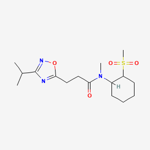 molecular formula C16H27N3O4S B7020506 N-methyl-N-(2-methylsulfonylcyclohexyl)-3-(3-propan-2-yl-1,2,4-oxadiazol-5-yl)propanamide 