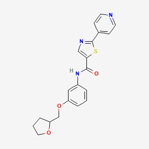 molecular formula C20H19N3O3S B7020510 N-[3-(oxolan-2-ylmethoxy)phenyl]-2-pyridin-4-yl-1,3-thiazole-5-carboxamide 
