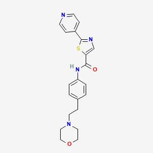 molecular formula C21H22N4O2S B7020520 N-[4-(2-morpholin-4-ylethyl)phenyl]-2-pyridin-4-yl-1,3-thiazole-5-carboxamide 