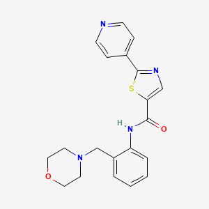 molecular formula C20H20N4O2S B7020527 N-[2-(morpholin-4-ylmethyl)phenyl]-2-pyridin-4-yl-1,3-thiazole-5-carboxamide 