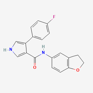 molecular formula C19H15FN2O2 B7020604 N-(2,3-dihydro-1-benzofuran-5-yl)-4-(4-fluorophenyl)-1H-pyrrole-3-carboxamide 