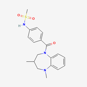 molecular formula C19H23N3O3S B7020615 N-[4-(1,3-dimethyl-3,4-dihydro-2H-1,5-benzodiazepine-5-carbonyl)phenyl]methanesulfonamide 