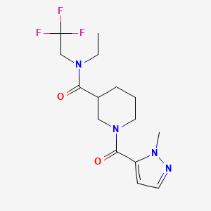 molecular formula C15H21F3N4O2 B7020622 N-ethyl-1-(2-methylpyrazole-3-carbonyl)-N-(2,2,2-trifluoroethyl)piperidine-3-carboxamide 