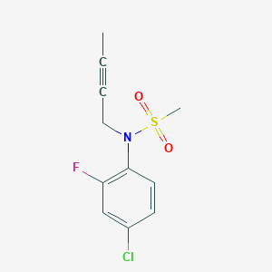 molecular formula C11H11ClFNO2S B7020696 N-but-2-ynyl-N-(4-chloro-2-fluorophenyl)methanesulfonamide 