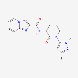 molecular formula C18H20N6O2 B7020741 N-[1-(2,5-dimethylpyrazol-3-yl)-2-oxopiperidin-3-yl]imidazo[1,2-a]pyridine-2-carboxamide 