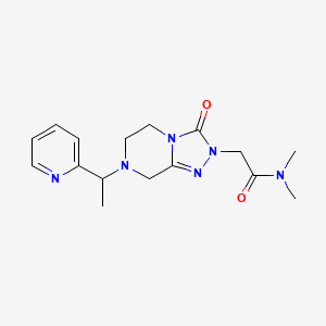 molecular formula C16H22N6O2 B7020791 N,N-dimethyl-2-[3-oxo-7-(1-pyridin-2-ylethyl)-6,8-dihydro-5H-[1,2,4]triazolo[4,3-a]pyrazin-2-yl]acetamide 